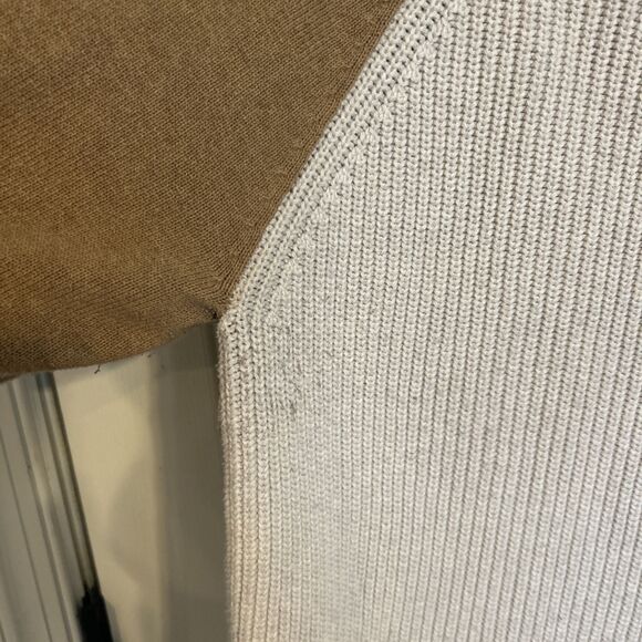 Orvis Sweater Elbow Patches Beige with Brown Arms Women’s Medium Cotton Knit - Picture 2 of 12